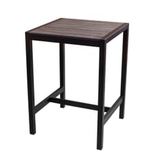 Synthetic Teak Wood Slats Table in Brushed Brown