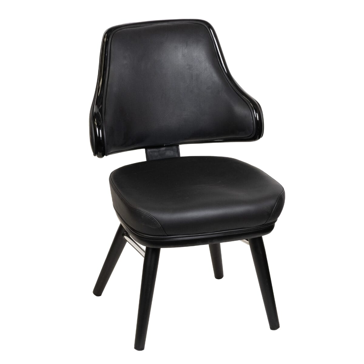 Classic Black Vinyl Bucket Chair with Square Steel Frame