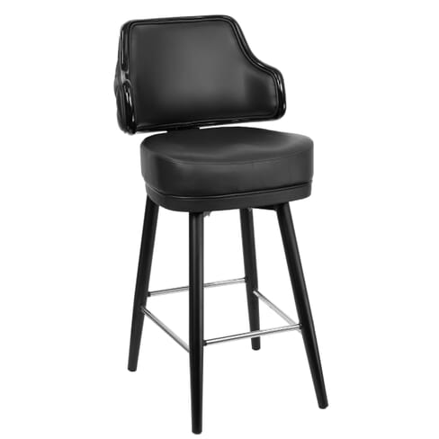 Quilted Button-Back Bucket Bar Stool with Square Black Frame and Chrome Footring