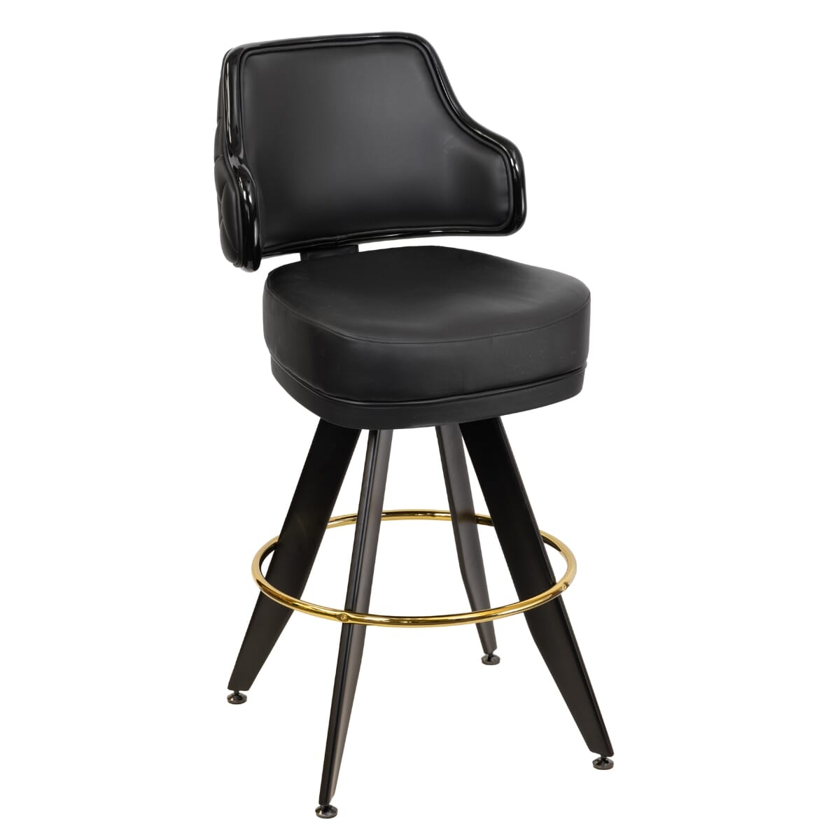 Quilted Button-Back Bucket Bar Stool with Angled Black Frame