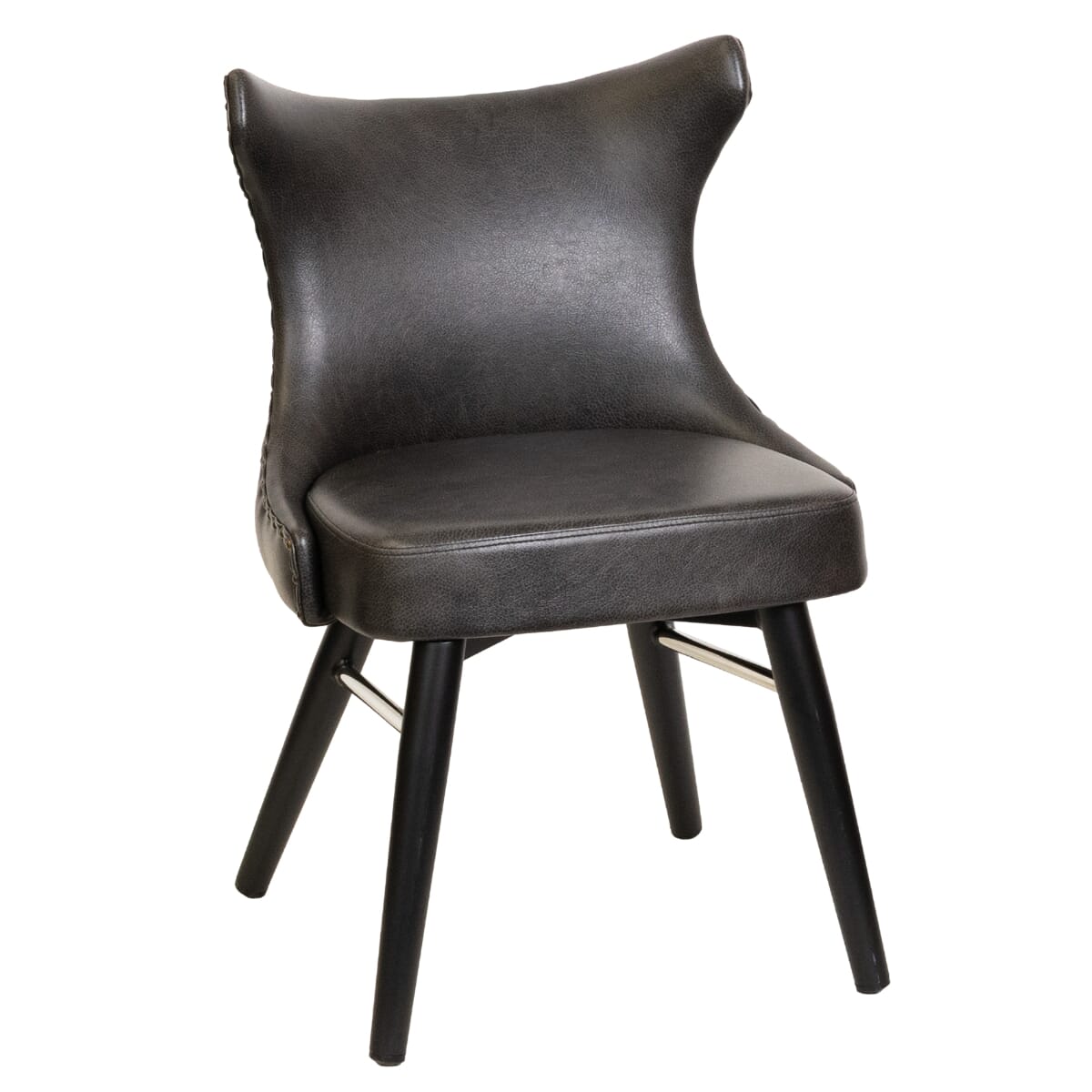 Tufted Bucket-Style Chair with Square Frame and Chrome Accent