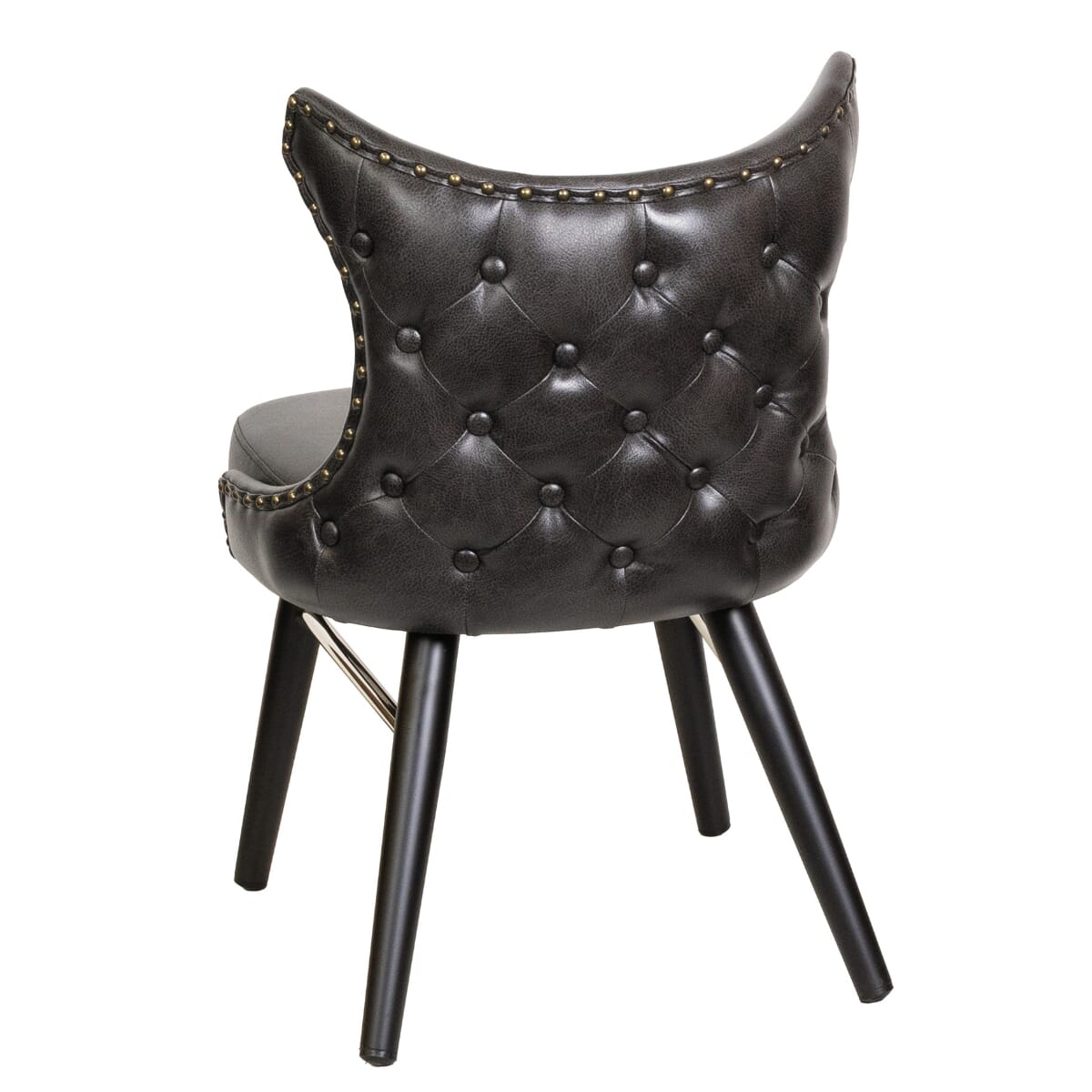 Tufted Bucket-Style Chair with Square Frame and Chrome Accent