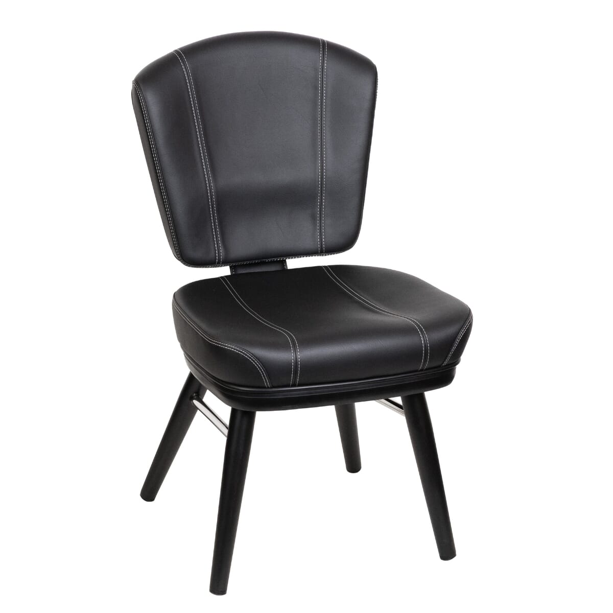 Modern Upholstered Bucket Chair with Square Black Frame and Chrome Accent