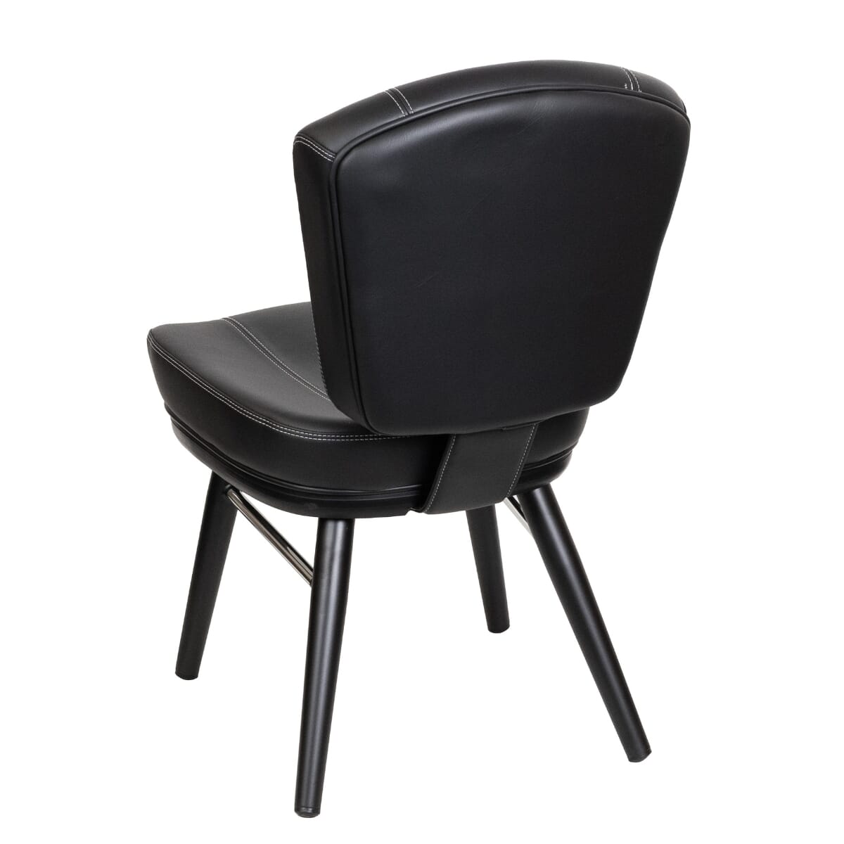 Modern Upholstered Bucket Chair with Square Black Frame and Chrome Accent