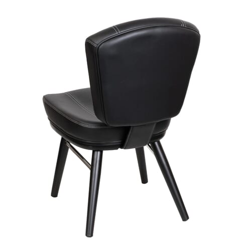 Modern Upholstered Bucket Chair with Square Black Frame and Chrome Accent