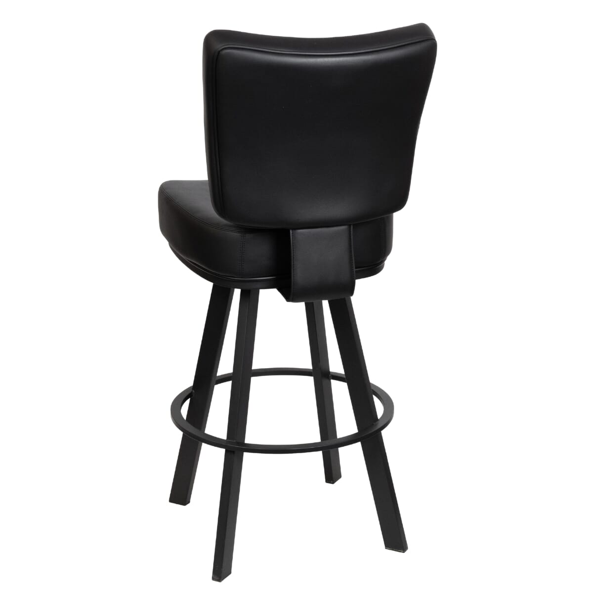 Modern Vinyl Bucket Swivel Bar Stool with Black Steel Base