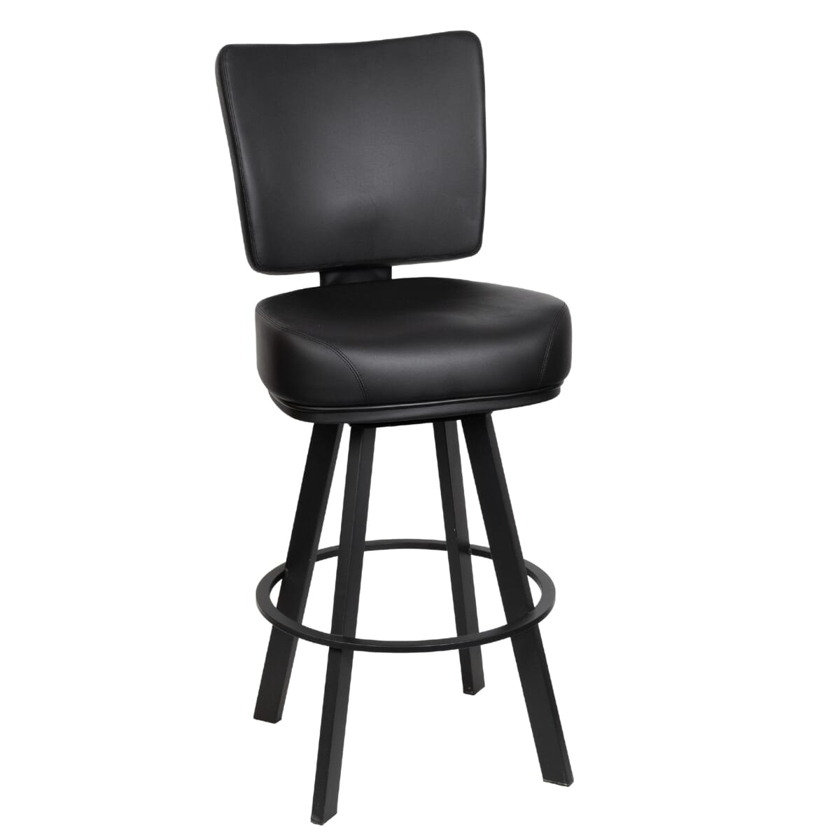 Modern Vinyl Bucket Swivel Bar Stool with Black Steel Base