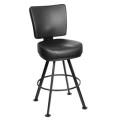 Modern Vinyl Bucket Bar Stool with Large Rounded Black Steel Frame