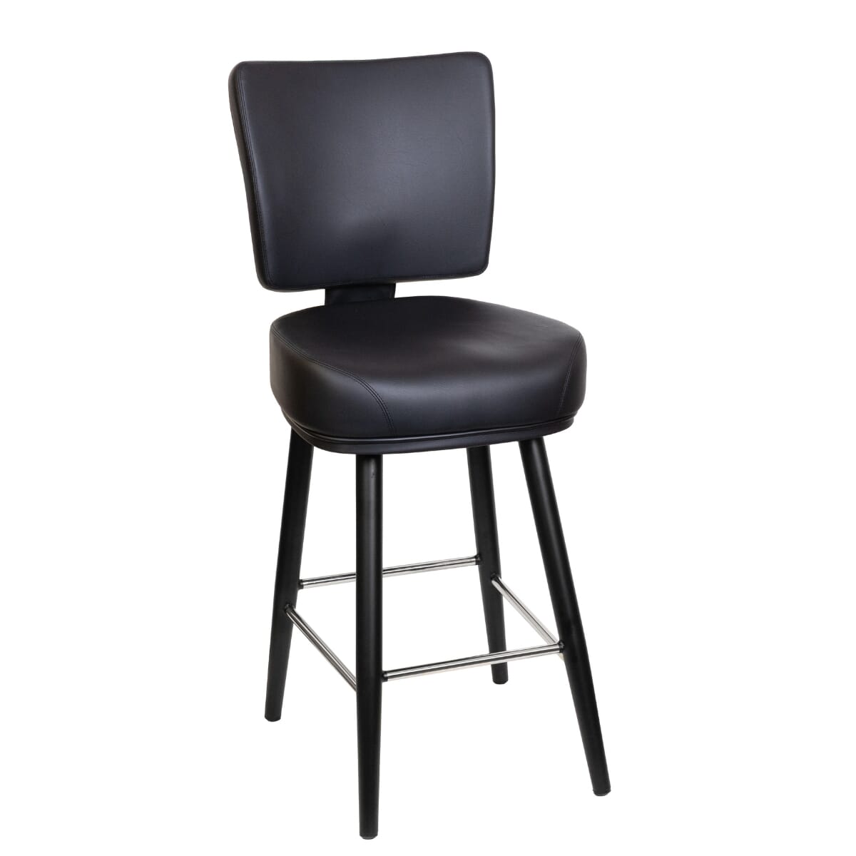 Modern Vinyl Bucket Bar Stool with Square Black Frame and Chrome Footring