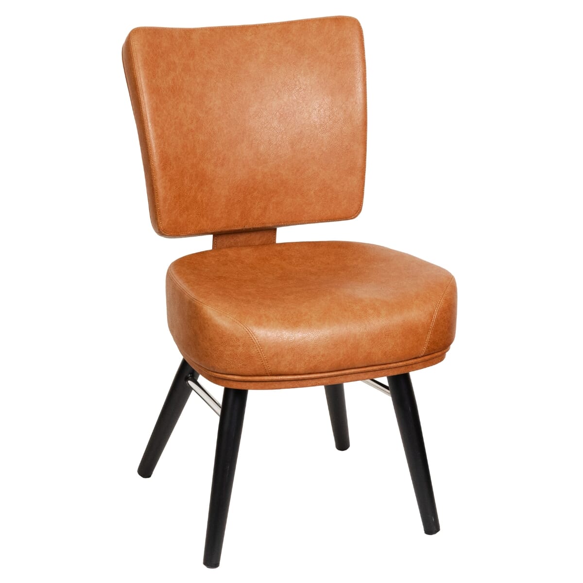 Modern Vinyl Bucket Chair with Square Black Frame and Chrome Accent