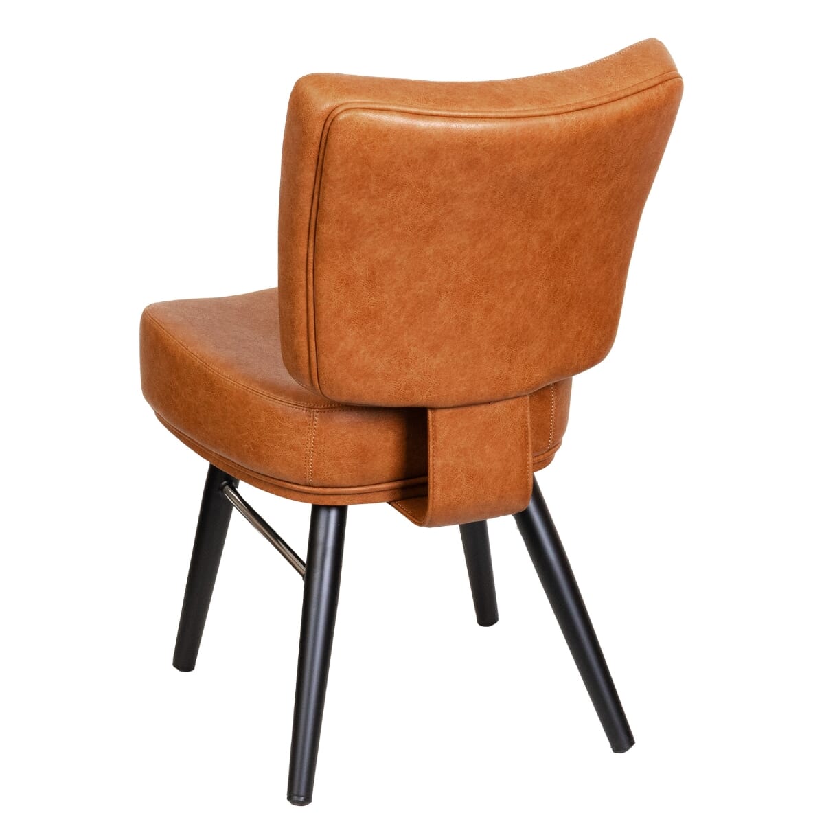 Modern Vinyl Bucket Chair with Square Black Frame and Chrome Accent