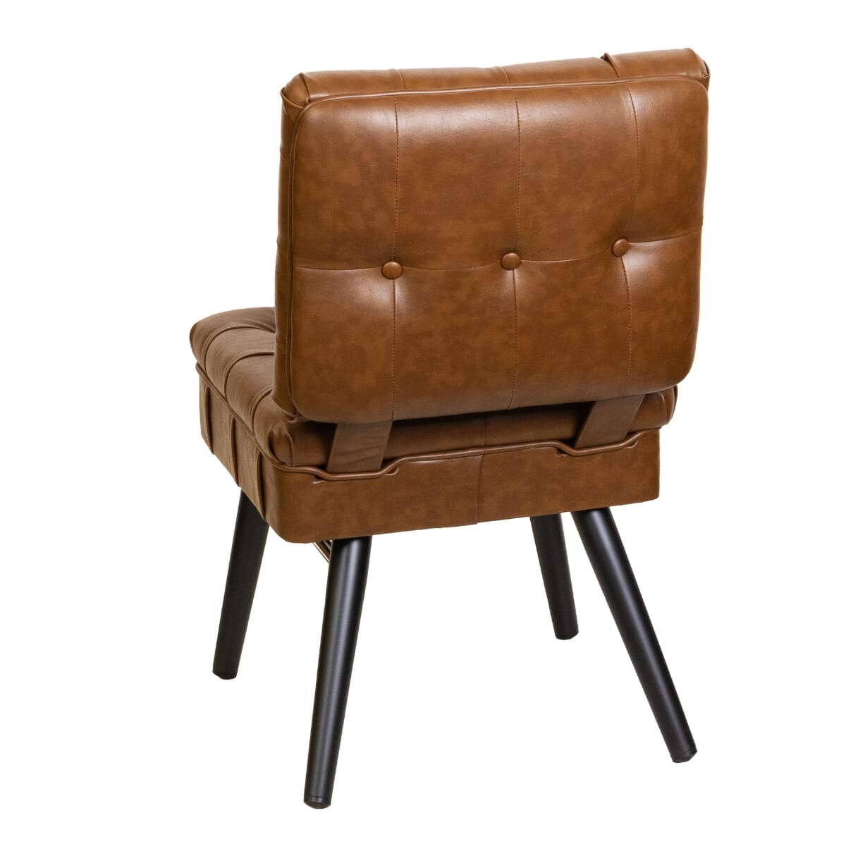 Tufted Bucket-Style Chair with Square Black Frame and Chrome Accent