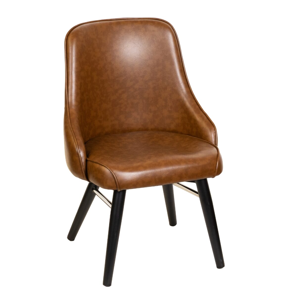 Tufted Vinyl Bucket-Style Chair with Sandtex Black Steel Frame