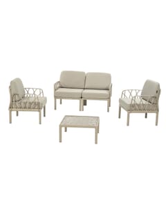 Commercial outdoor lovechair set with chairs in cappuccino 