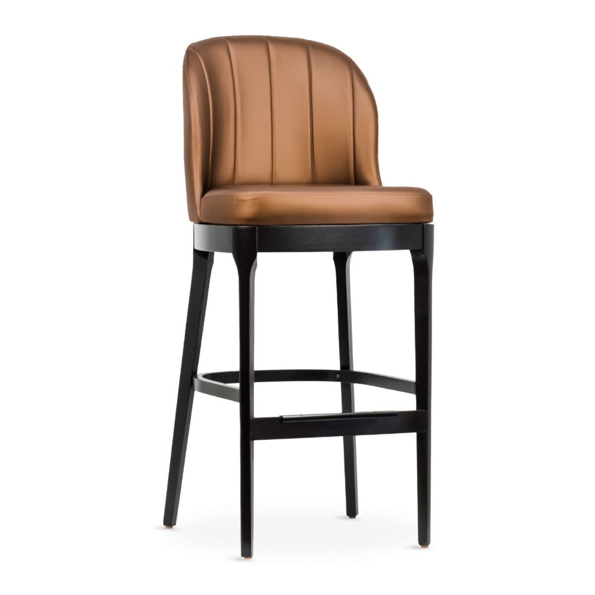 Grace Channel Back Commercial Bar Stool with Black Wood Frame Finish