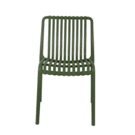 Stackable Indoor/Outdoor Resin Chair With Striped Seat and Back in Green 