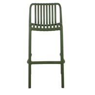 Stackable Indoor/Outdoor Resin Bar Stool With Striped Seat and Back in Green 