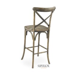 Antique Ash Wood Cross-Back Commercial Barstool