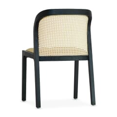 Harlow Black Wood Restaurant Chair with Cane Back and Upholstered Seat