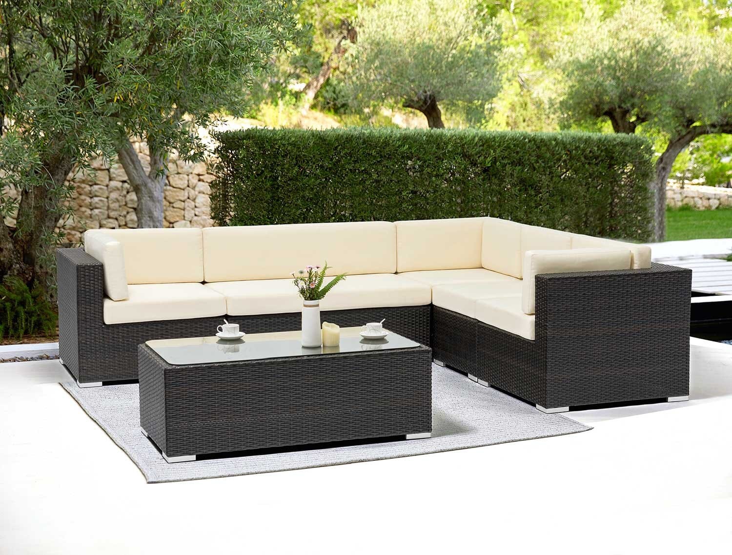 Espresso Wicker Outdoor Lounge Table