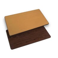 Reversible Commercial Laminate Table Top in Walnut/Oak with Brown T-Mold
