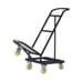 Angled view of chair dolly with tilted platform and sturdy metal frame