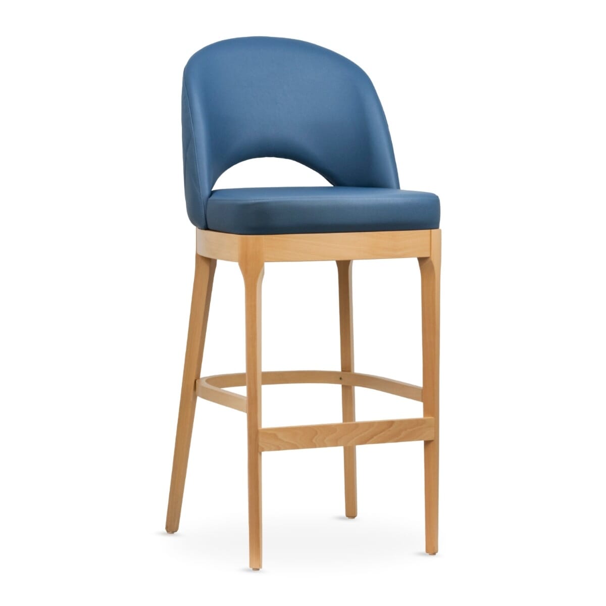 Lily Tufted Wood Commercial Bar Stool in Natural