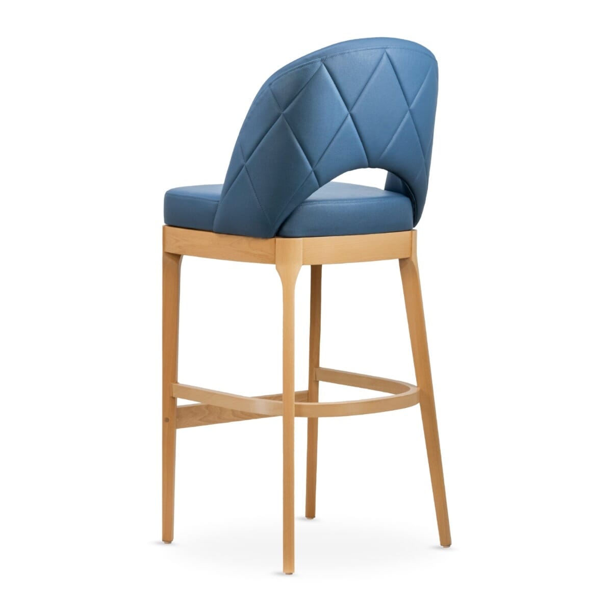Lily Tufted Wood Commercial Bar Stool in Natural