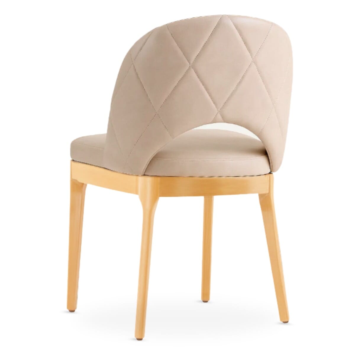 Lily Modern Tufted Wood Restaurant Chair in Natural Finish Frame
