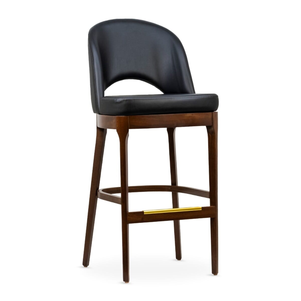 Lily Modern Quick-Ship Commercial Wood Bar Stool with Black Vinyl