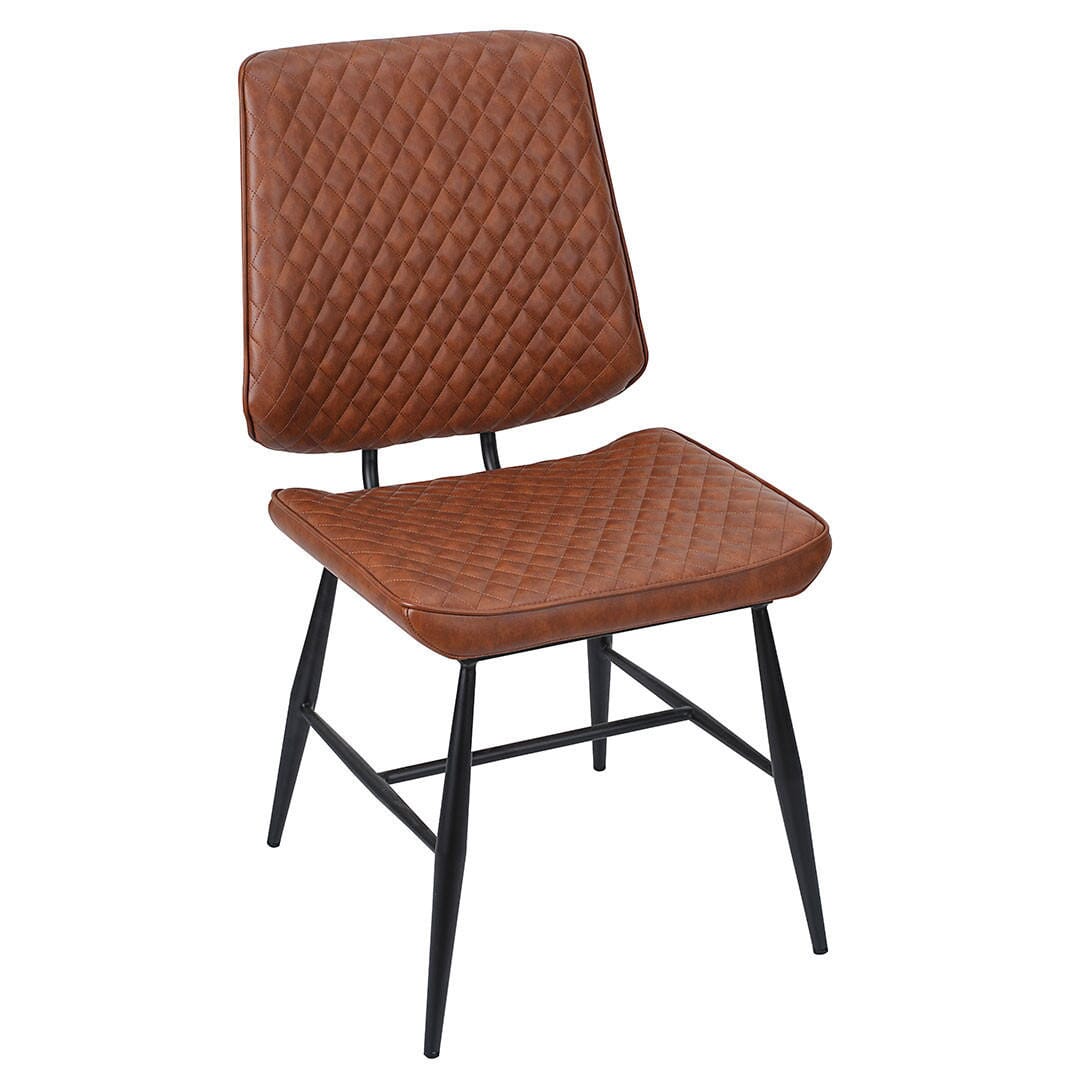 Quick Ship Quilted Vinyl Restaurant Chair with Black Steel Frame