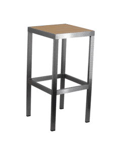 Aluminum Frame Outdoor Restaurant Bar Stool With Pewter Synthetic Teak Slats (Front)