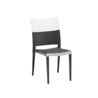 Stackable Aluminum Frame Black and White Synthetic Wicker Chair - NEW!