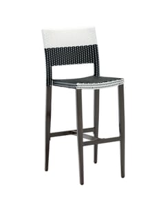 Aluminum Frame Black and White Synthetic Wicker Chair With Arms (Side)