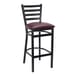 Metal Ladderback Side Bar Stool in Black