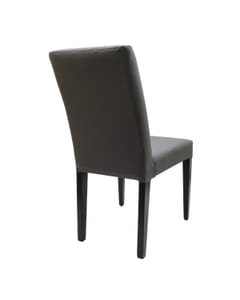 Black Wood Fully Upholstered Seat and Back Side Chair in Grey Vinyl 
