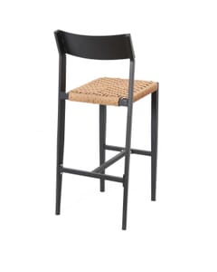 Indoor/Outdoor Restaurant Barstool with Rope Styled Seat in Tan 
