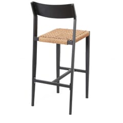Isola Indoor/Outdoor Commercial Barstool with Rope Styled Seat in Tan