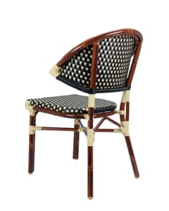 Stackable Rounded Back Aluminum Bamboo Look Chair