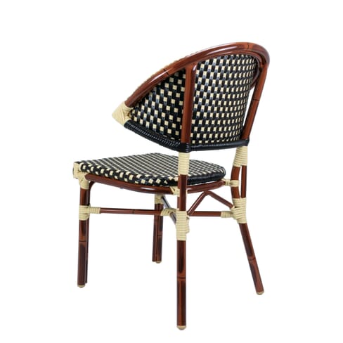 Stackable Rounded Back Aluminum Bamboo Look Chair