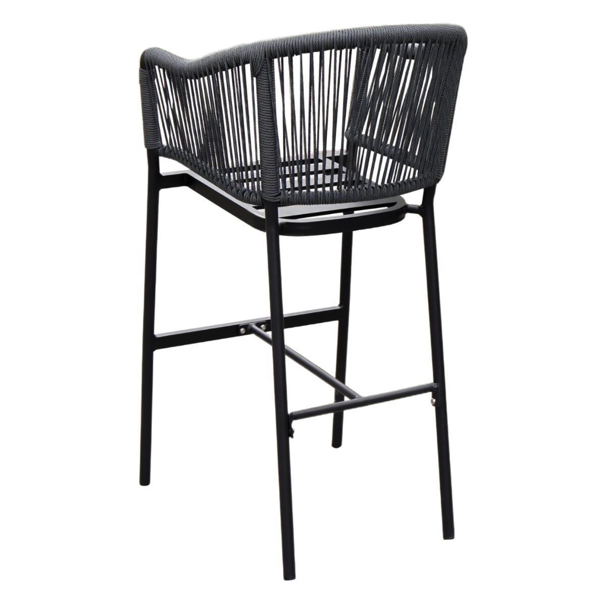 Brezza Outdoor/Indoor Rope Commercial Barstool with Gray Seat and Back