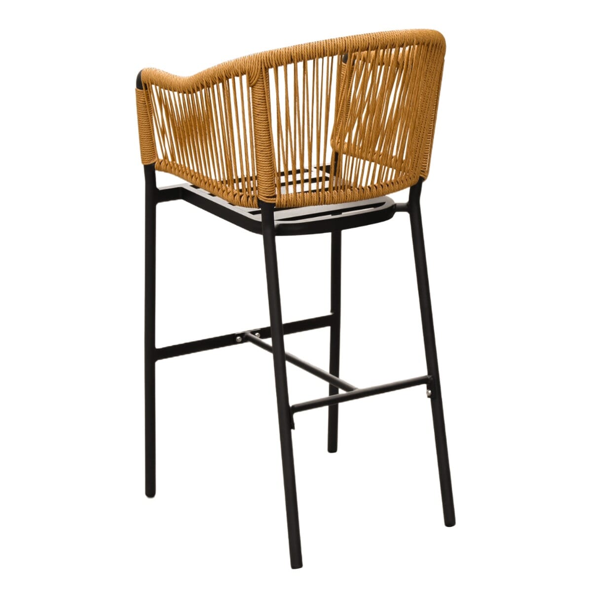 Brezza Outdoor/Indoor Rope Commercial Barstool with Tan Seat and Back
