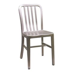 Vertical-Back Aluminum Patio Chair in Silver