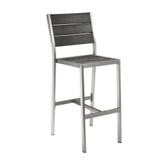 Aluminum Frame Outdoor Restaurant Bar Stool With Pewter Synthetic Teak Slats