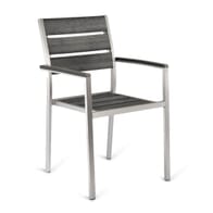 Aluminum Outdoor Stackable Restaurant Arm Chair With Pewter Synthetic Teak Slats