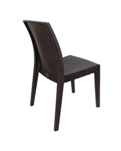 Curved-Back Brown Wicker Look Resin Restaurant Chair