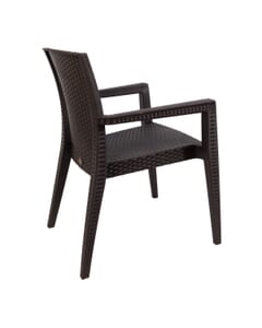 Curved-Back Brown Wicker look  Chair with Arms