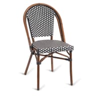 Synthetic Wicker & Bamboo Commercial Outdoor Chair in Black and White 