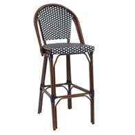 Bistro Synthetic Bamboo Commercial Outdoor Barstool in Black and White 