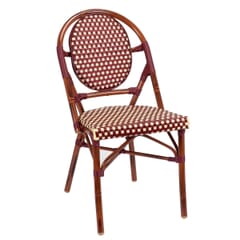 Aluminum Bamboo Look Stackable Chair in Mahogany